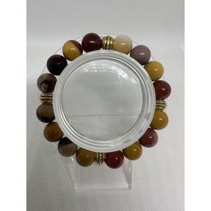 10MM Natural Mookaike Stone Beads 7.5” Stretchy Bracelet
